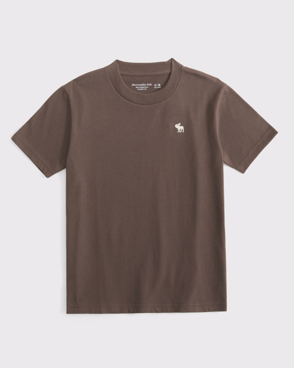 essential icon crew tee, Ash Brown view 1
