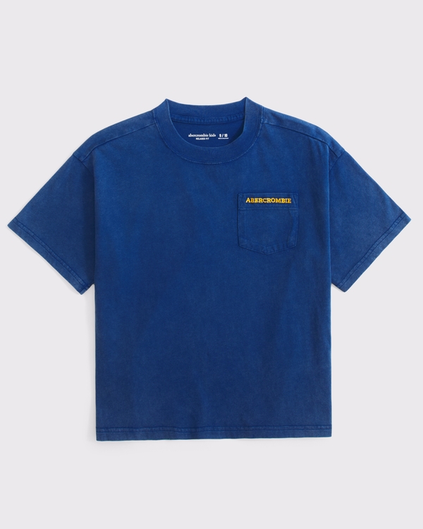 embroidered logo pocket tee, Blue view 1