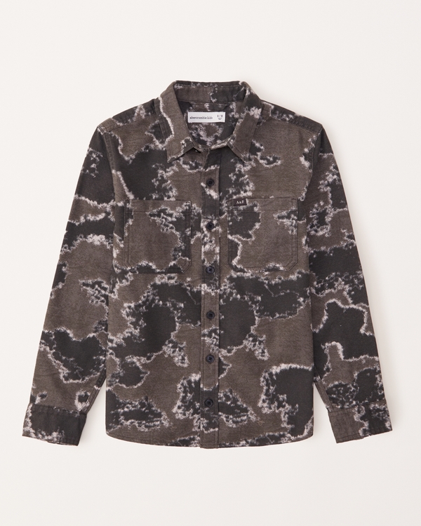 flannel button-up shirt, Dark Grey Pattern
