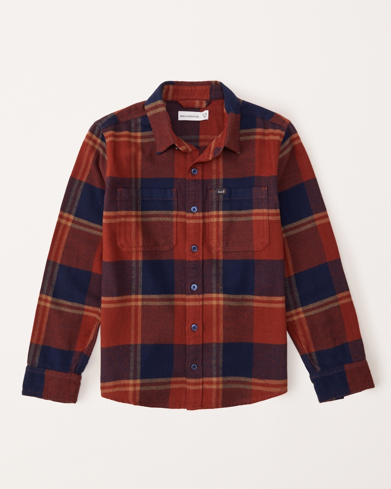 boys flannel button-up shirt, boys tops