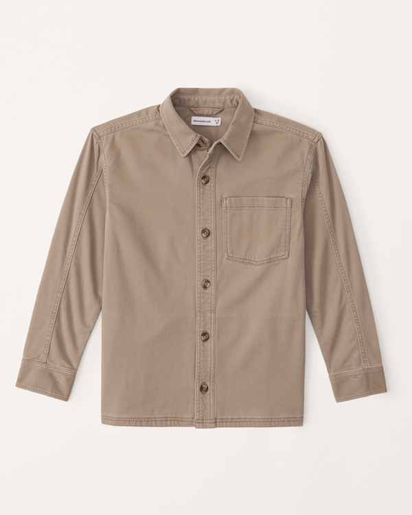 knit twill overshirt, Brown