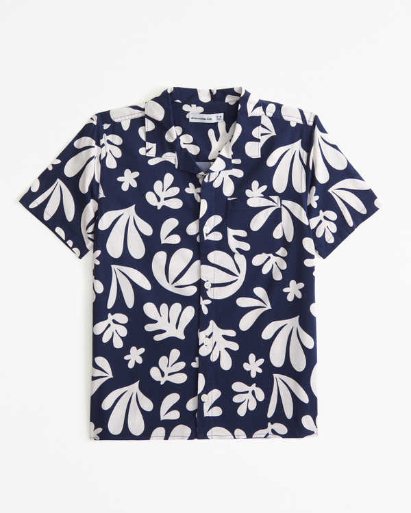 resort short-sleeve shirt, Navy Pattern