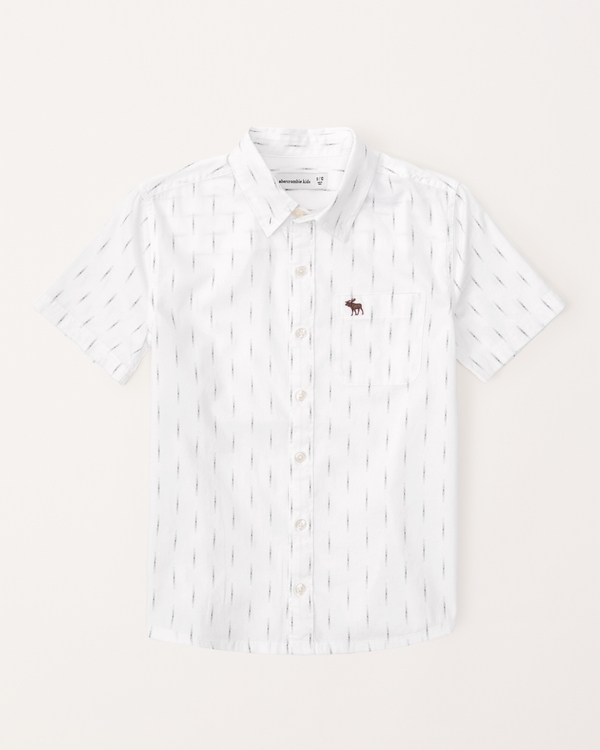 woven short-sleeve icon shirt, White Pattern