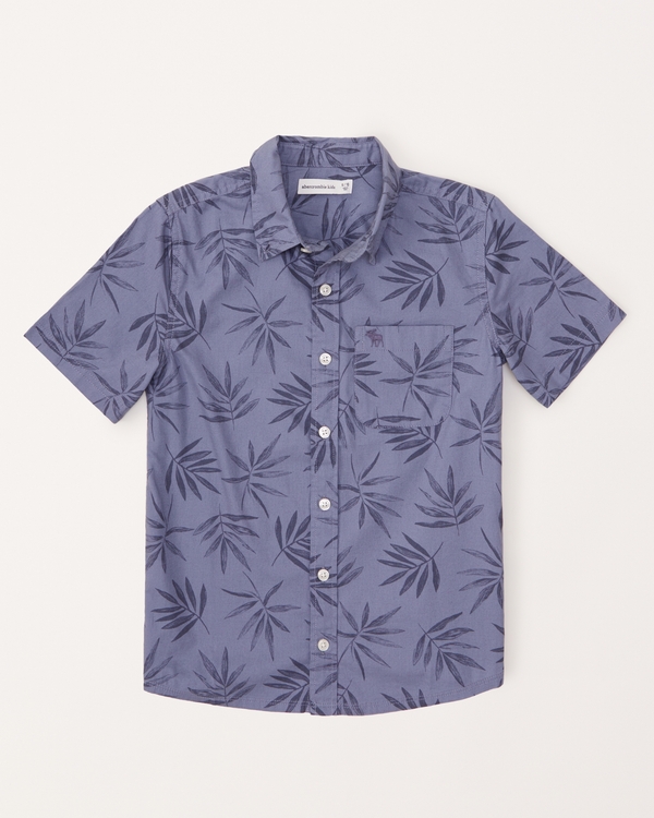 woven short-sleeve icon shirt, Blue Pattern