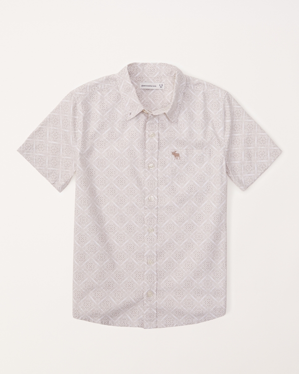 short-sleeve icon shirt, Beige Pattern