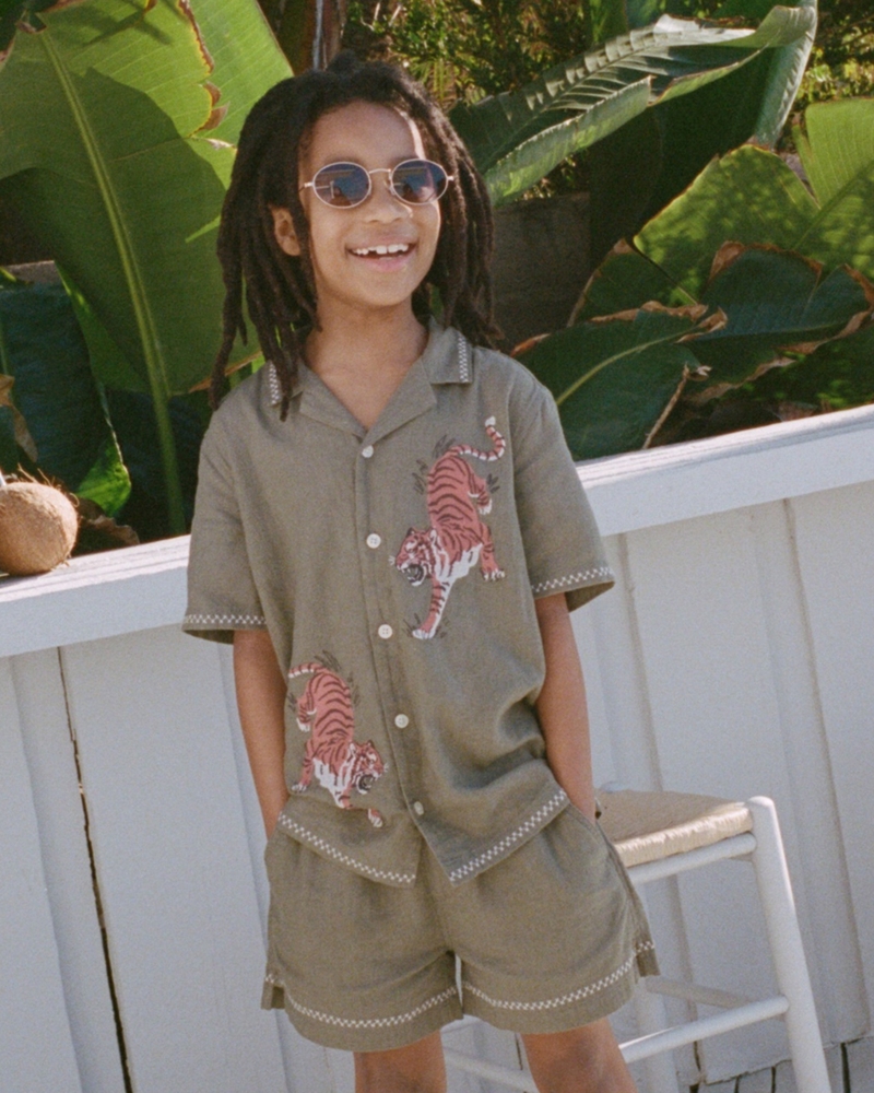resort short-sleeve linen-blend shirt
