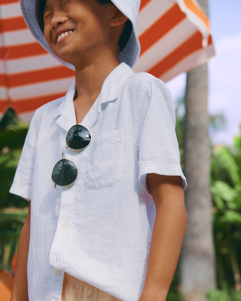 resort short-sleeve linen-blend shirt