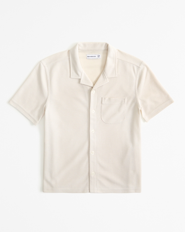 button-through knit shirt, Cream