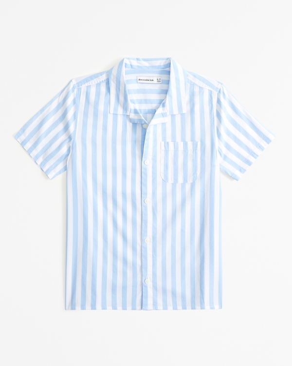 Kurzärmliges Resort-Hemd, Blue Stripe