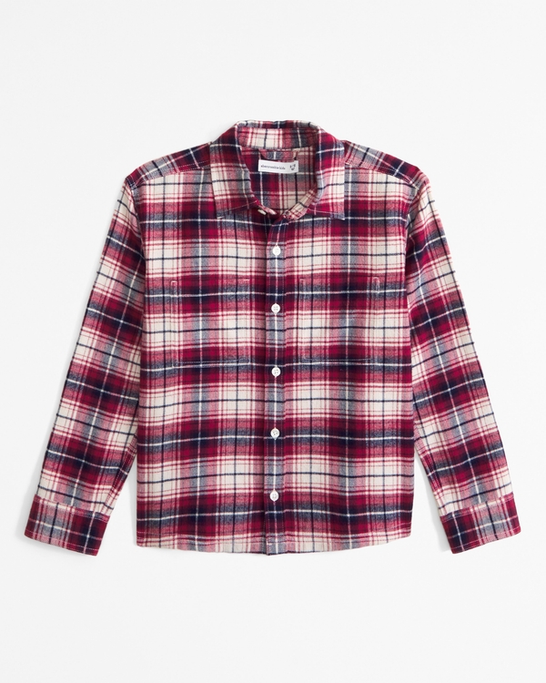 flannel button-up shirt, Red Plaid view 1