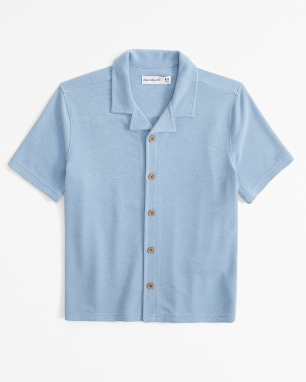 button-through knit shirt, Blue