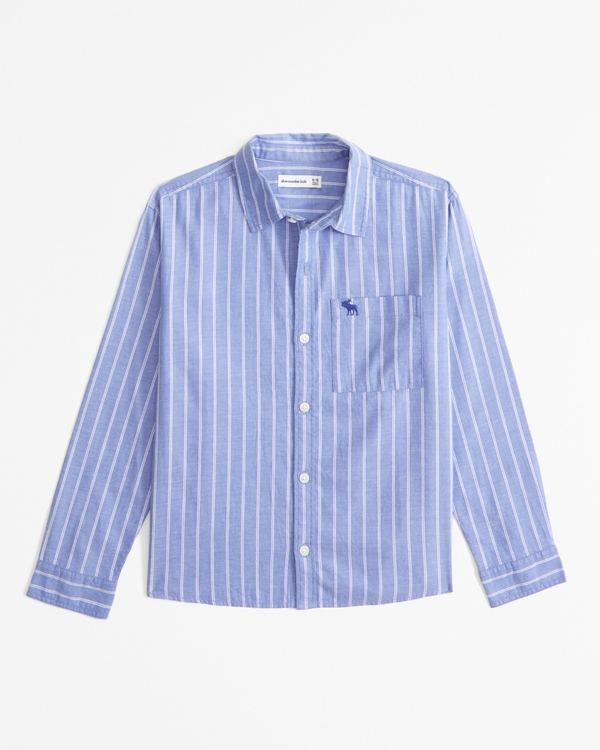 long-sleeve icon shirt, Blue Stripe view 1