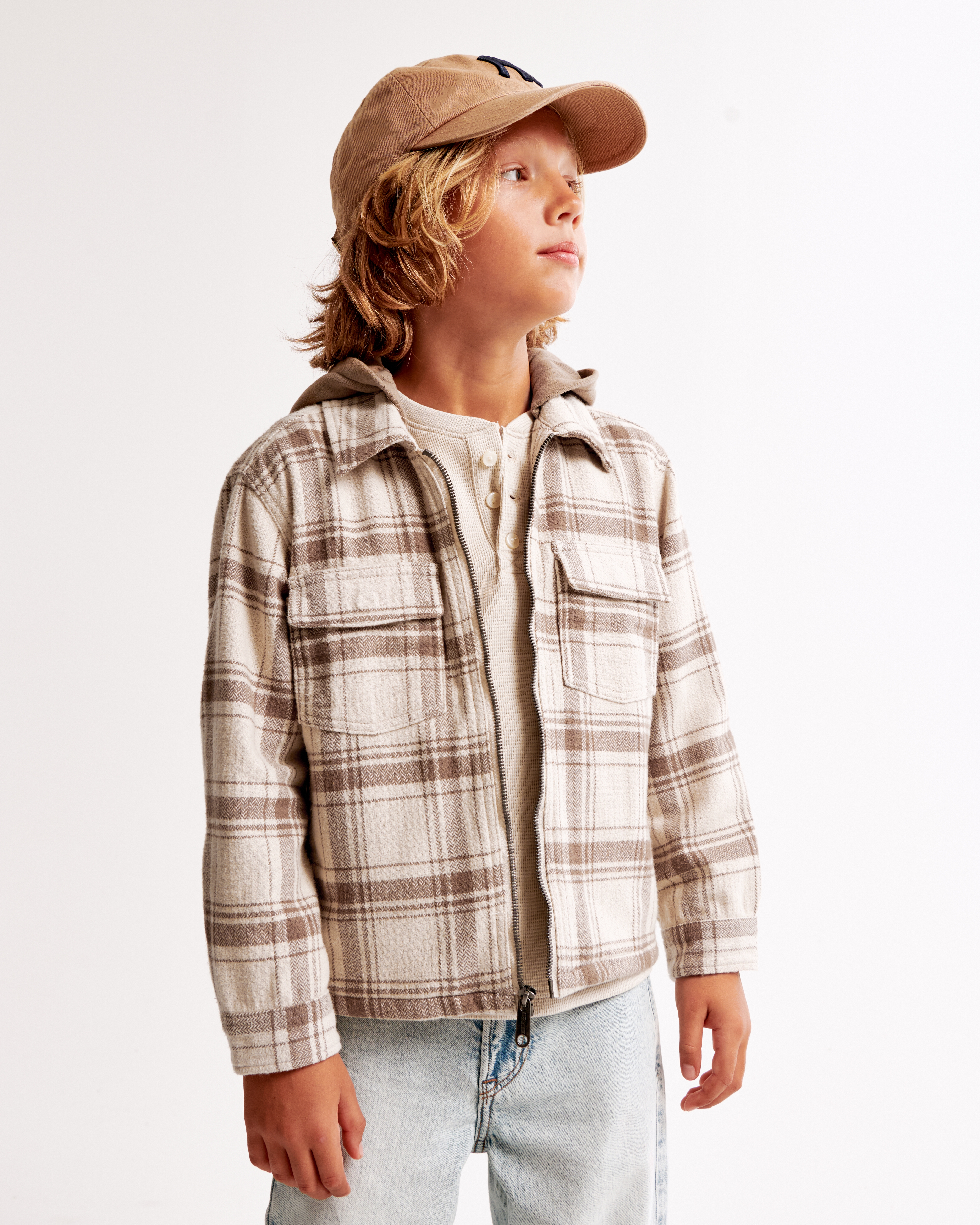 boys hooded flannel overshirt boys tops Abercrombie