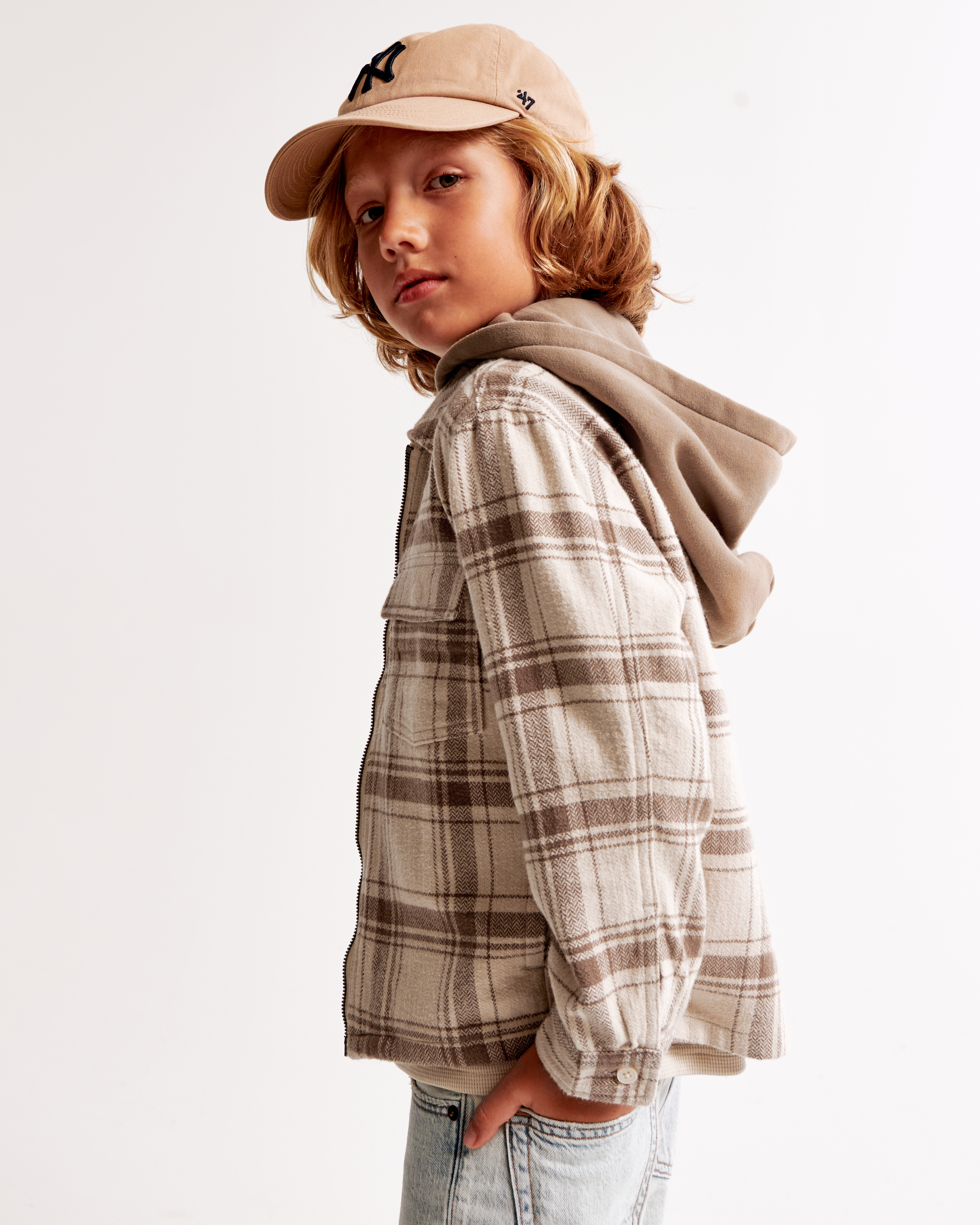 hooded flannel overshirt