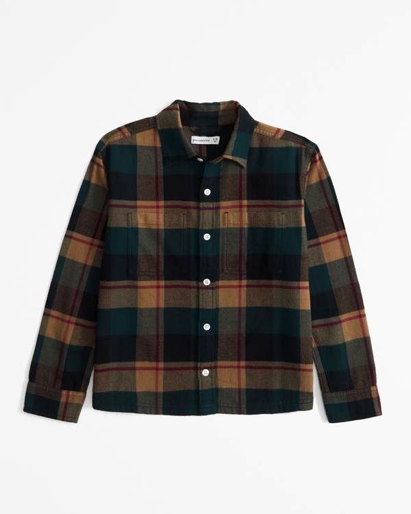 flannel button-up shirt, Green Plaid