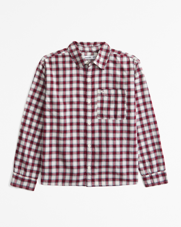 long-sleeve icon shirt, Red Plaid