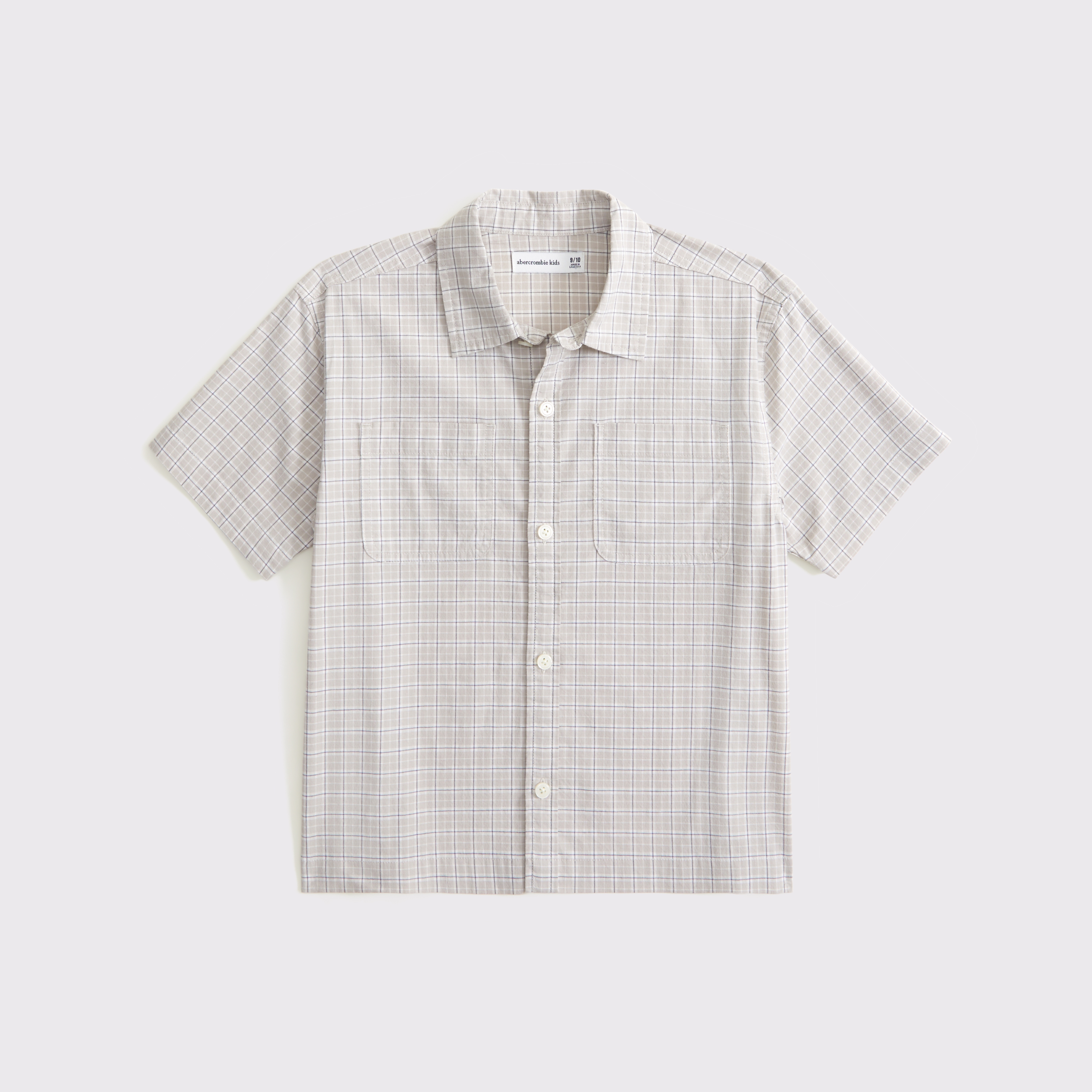 Abercrombie & Fitch Kids' Short-sleeve Boxy Workwear Shirt In Neutral
