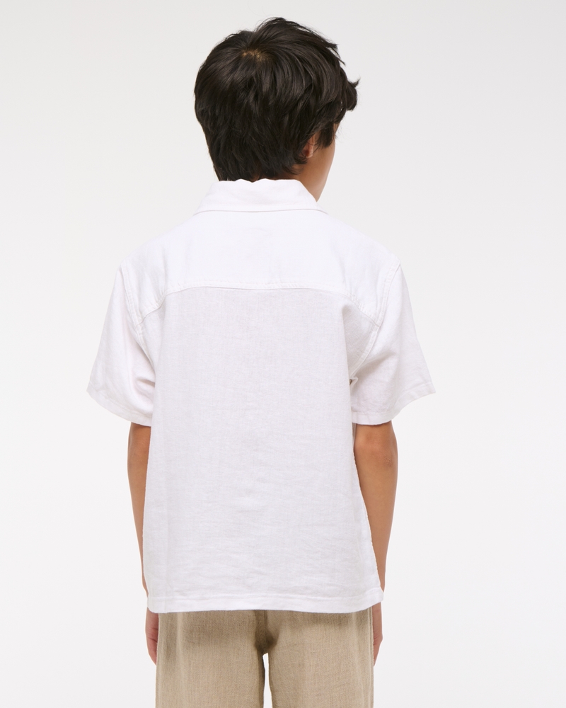 short-sleeve linen-blend icon shirt
