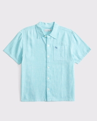 short-sleeve linen-blend icon shirt
