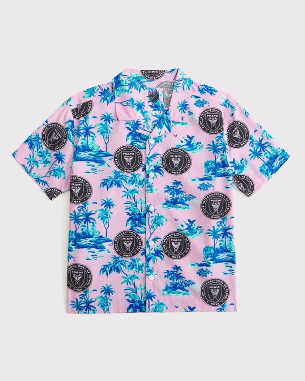 inter miami cf short-sleeve poplin shirt, Pink Pattern view 1