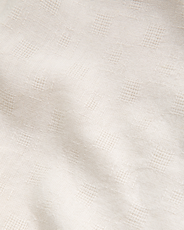 textural short-sleeve linen-blend shirt, Beige Pattern view 2