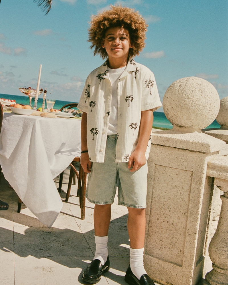 resort short-sleeve gauzy shirt