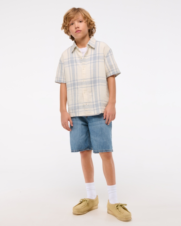 short-sleeve linen-blend shirt