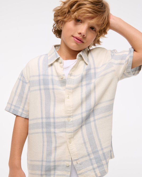 short-sleeve linen-blend shirt