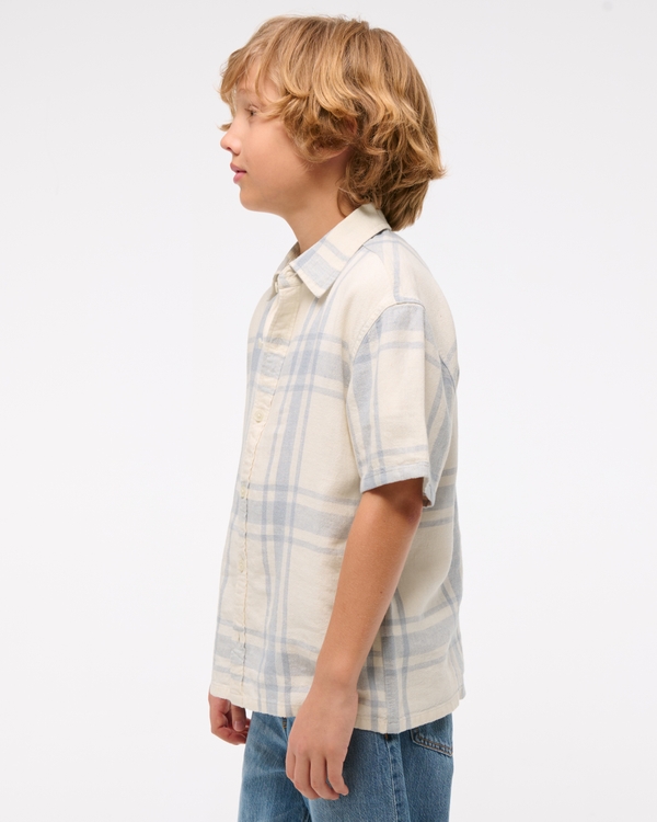 short-sleeve linen-blend shirt