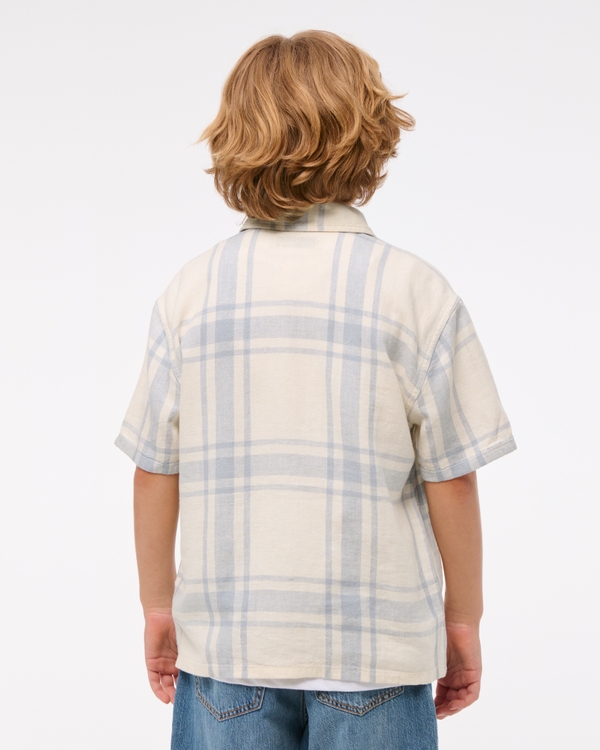 short-sleeve linen-blend shirt