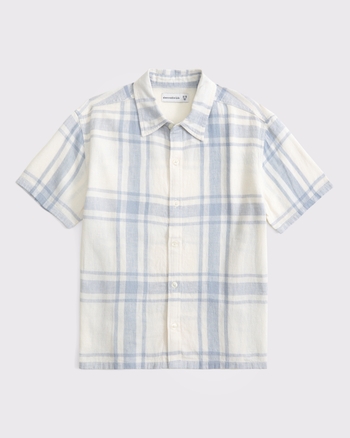short-sleeve linen-blend shirt