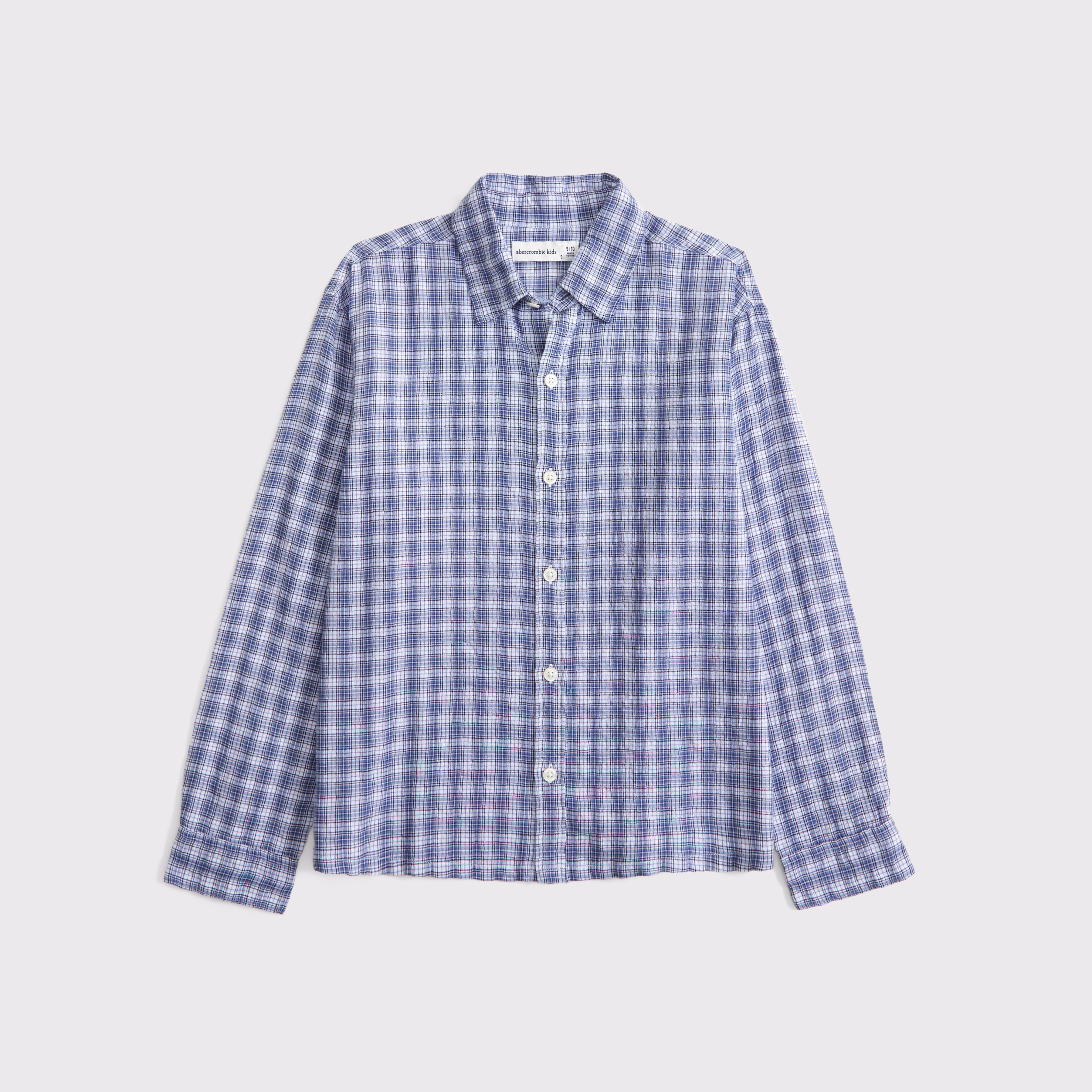 Abercrombie & Fitch Kids' Long-sleeve Textured Poplin Shirt In Blue