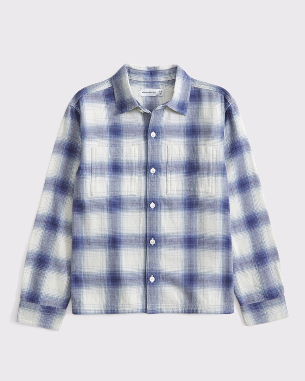 oversized flannel, Blue Plaid view 1