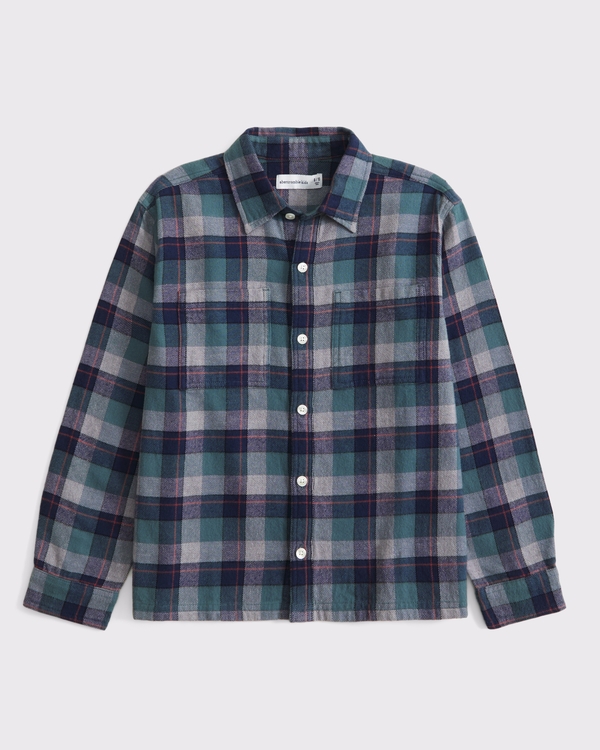 oversized flannel, Green Plaid view 1