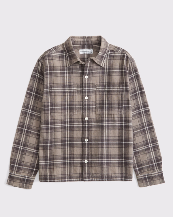 oversized flannel, Light Brown Plaid view 1