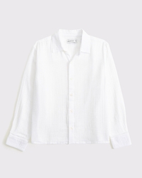 long-sleeve gauzy button-up shirt