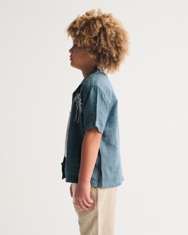 boys resort linen-blend short-sleeve shirt | boys clearance