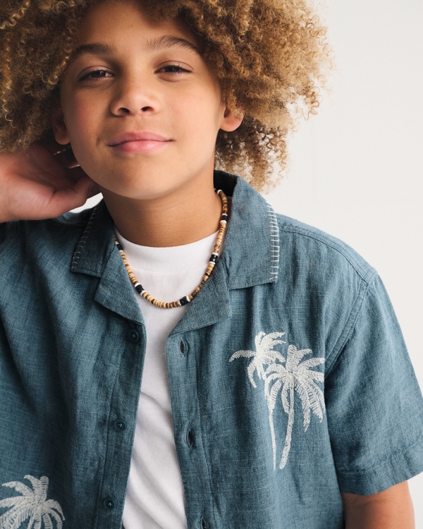 boys resort linen-blend short-sleeve shirt | boys clearance