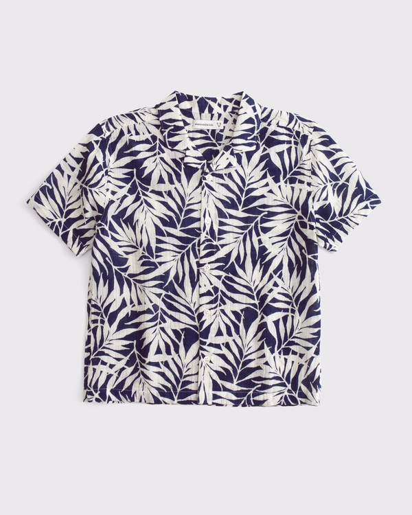 resort short-sleeve shirt, Blue Pattern view 1