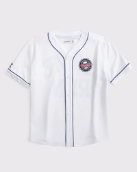 short-sleeve button-up graphic tee