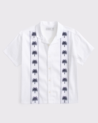 camisa de manga corta con cuello cubano estilo resort