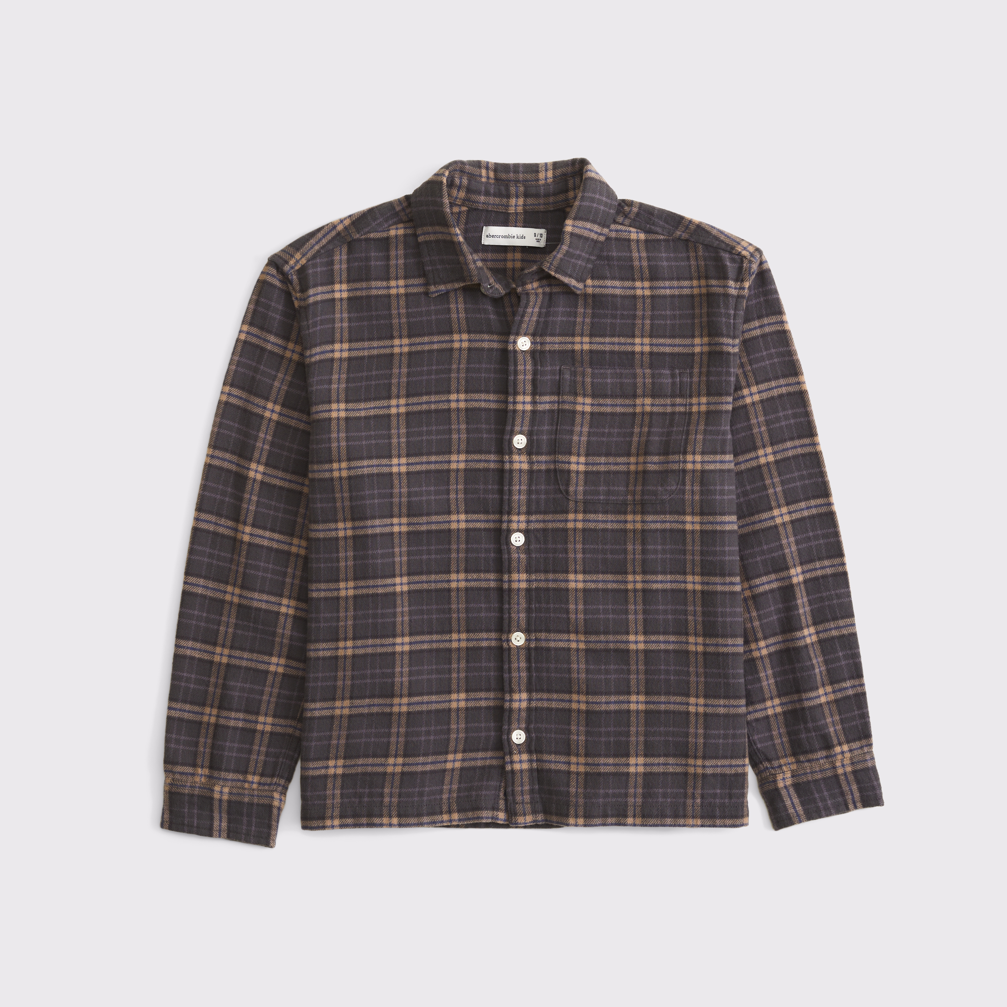 Детская рубашка Abercrombie & Fitch 100% cotton flannel, цвет: Чёрный клетчатый — фото 1