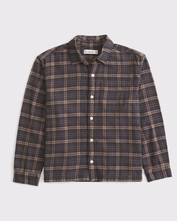 long-sleeve flannel shirt, Black Plaid view 2