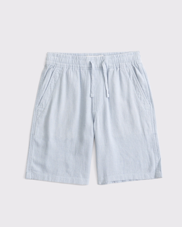 linen-blend pull-on short, Light Blue view 1