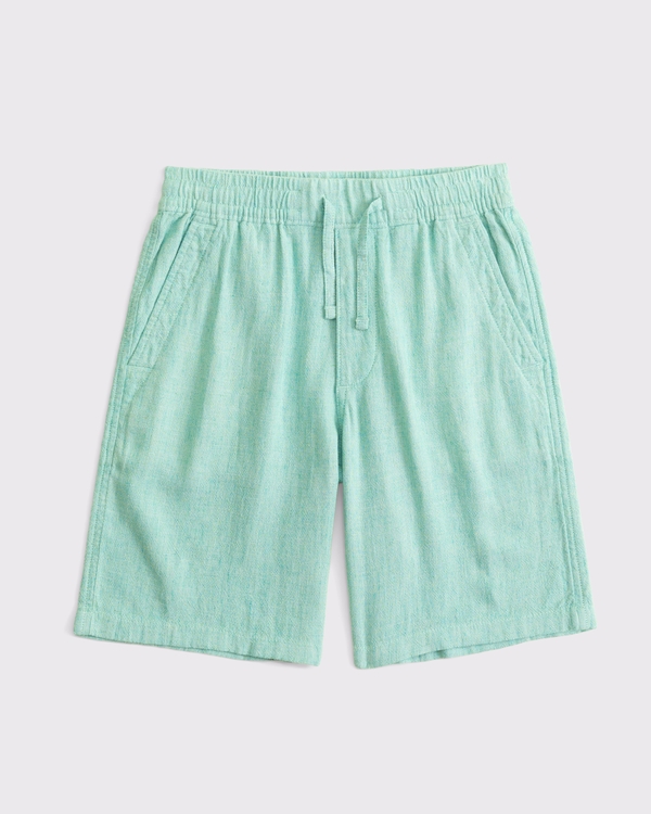 linen-blend pull-on short, Green view 1