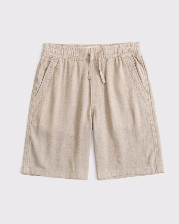 linen-blend pull-on short, Light Brown view 1