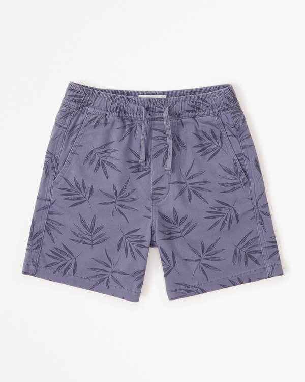 comfy twill pull-on shorts, Blue Pattern