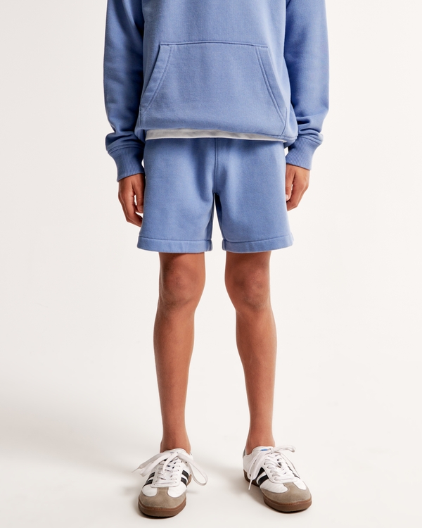 logo fleece shorts, Blue