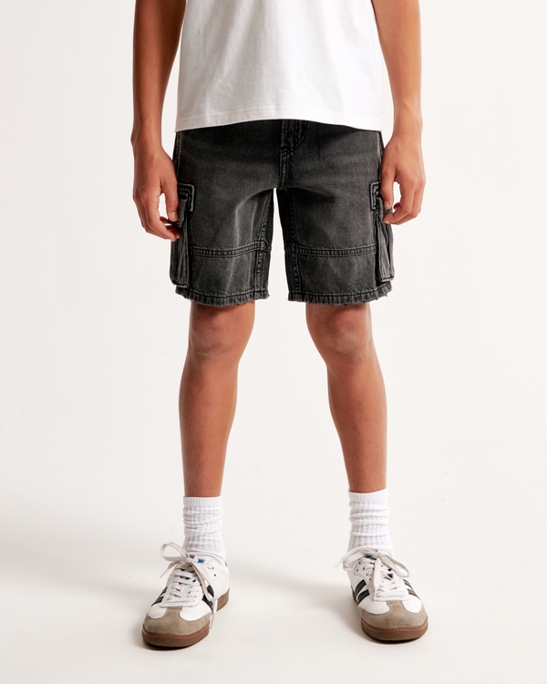 lightweight baggy cargo shorts, Black Washed