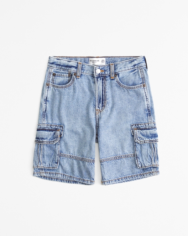 lightweight baggy cargo shorts, Light Wash